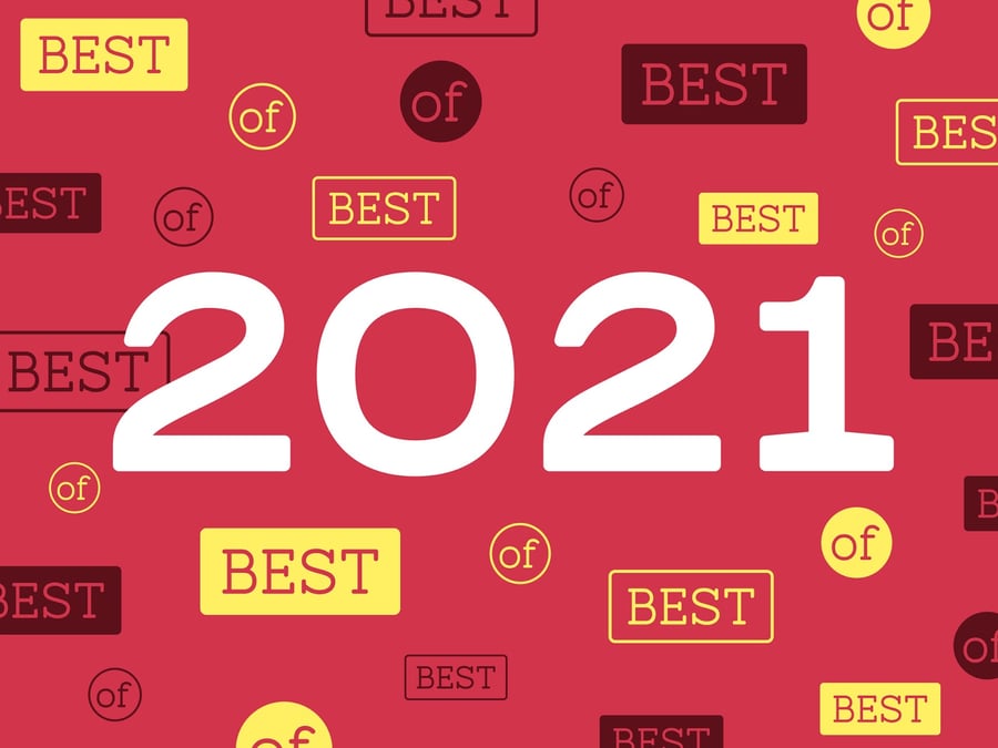 words BEST OF 2021 on red background