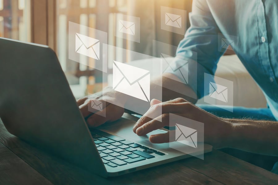 financial advisor preparing email newsletter