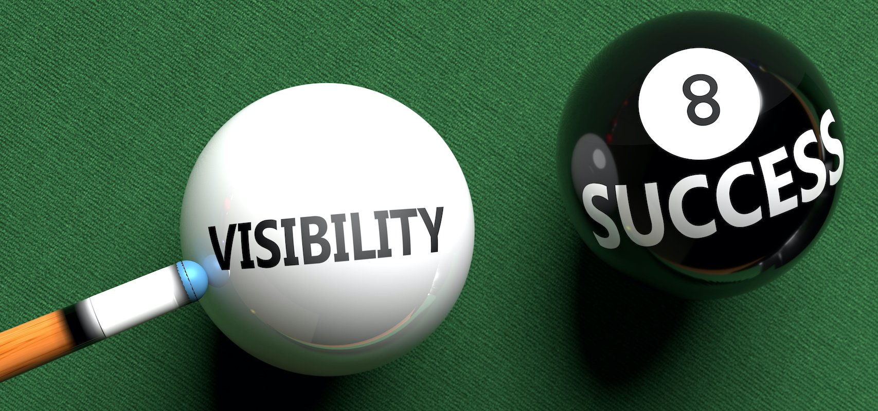 Financial advisor website visibility and success as depicted by a pool shot to the 8 ball