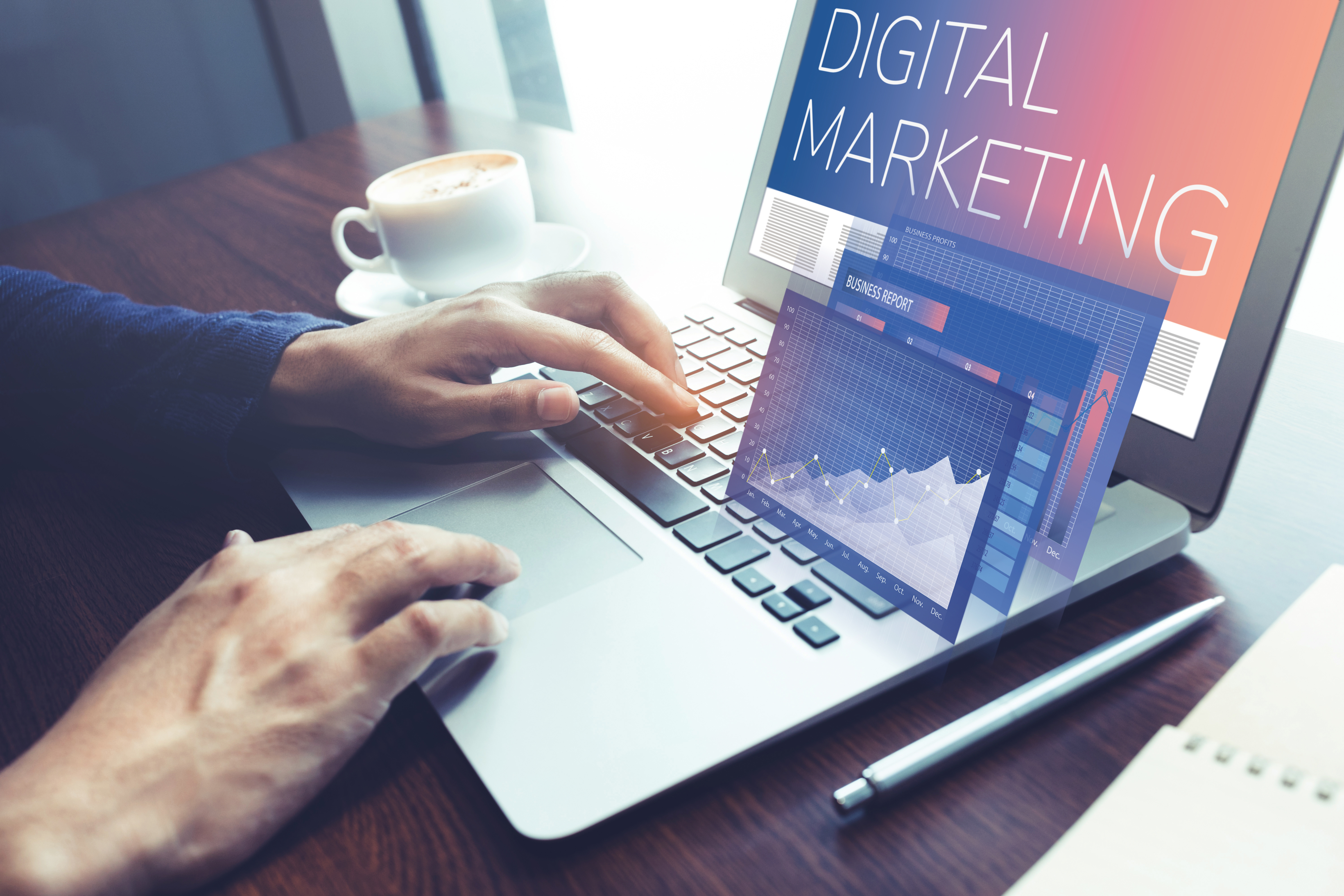 financial advisor researching digital marketing strategies